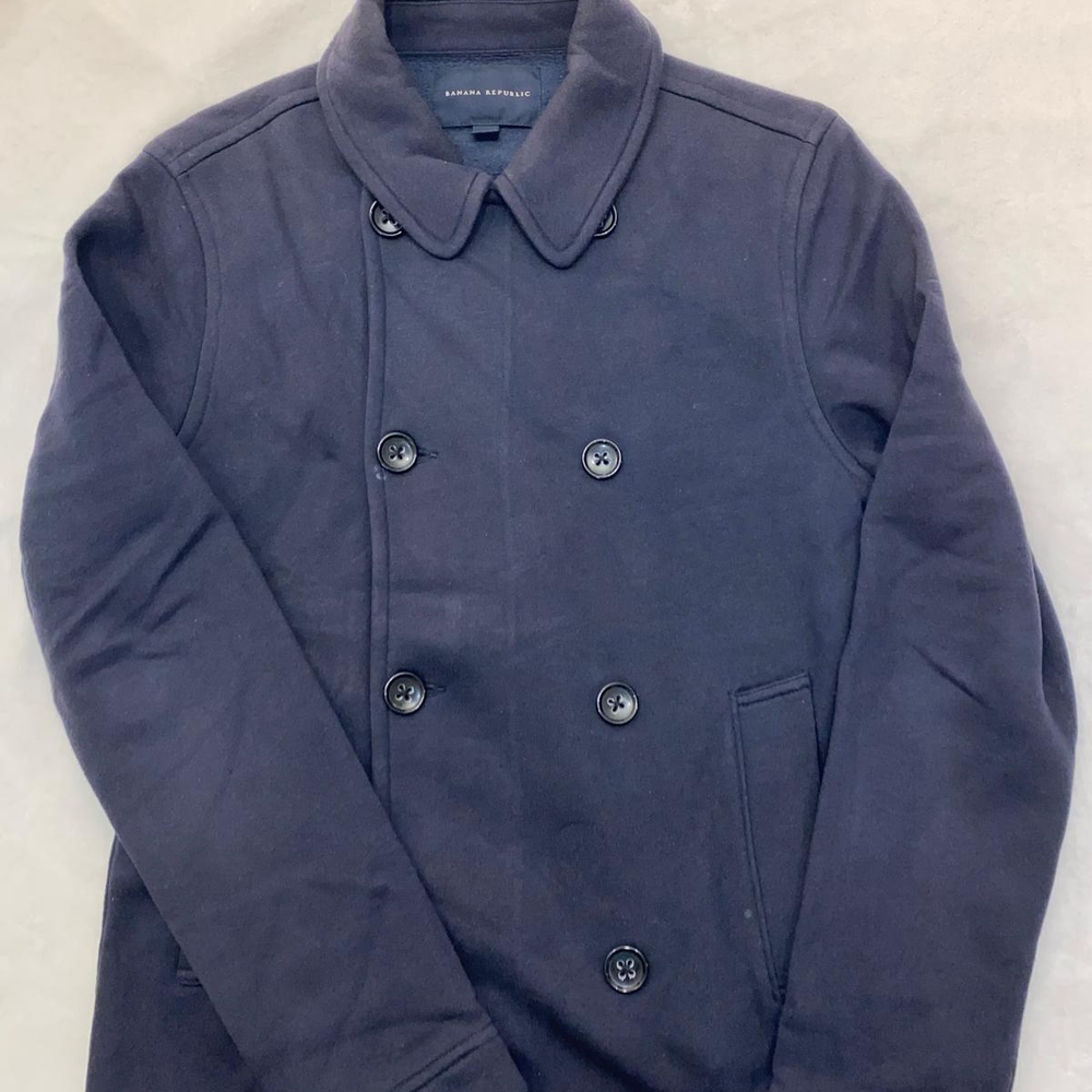 Banana Republic Blue Peacoat with Traditional Design